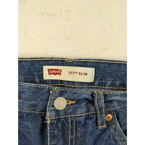 Womens Levis 511 Slim Jean Denim Shorts SZ 16 28 W Regular Blue Cutoff - Picture 4 of 7